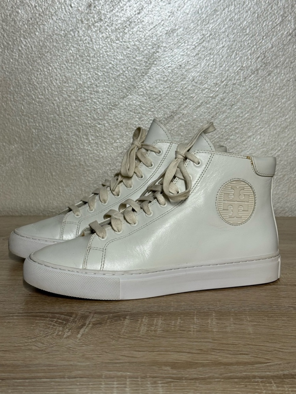 Tory Burch Nola Women Soze 7M White Leather High-Top Sneakers